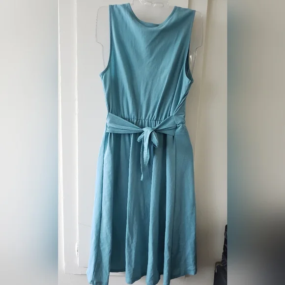 Bobeau Faux Wrap Dress MIDI Blue Beach Vacation Travel Spring - Picture 3 of 4